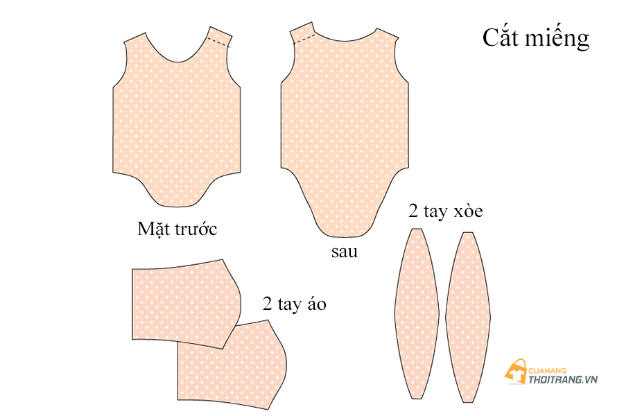 Cách cắt may áo liền quần Bodysuit cho bé
